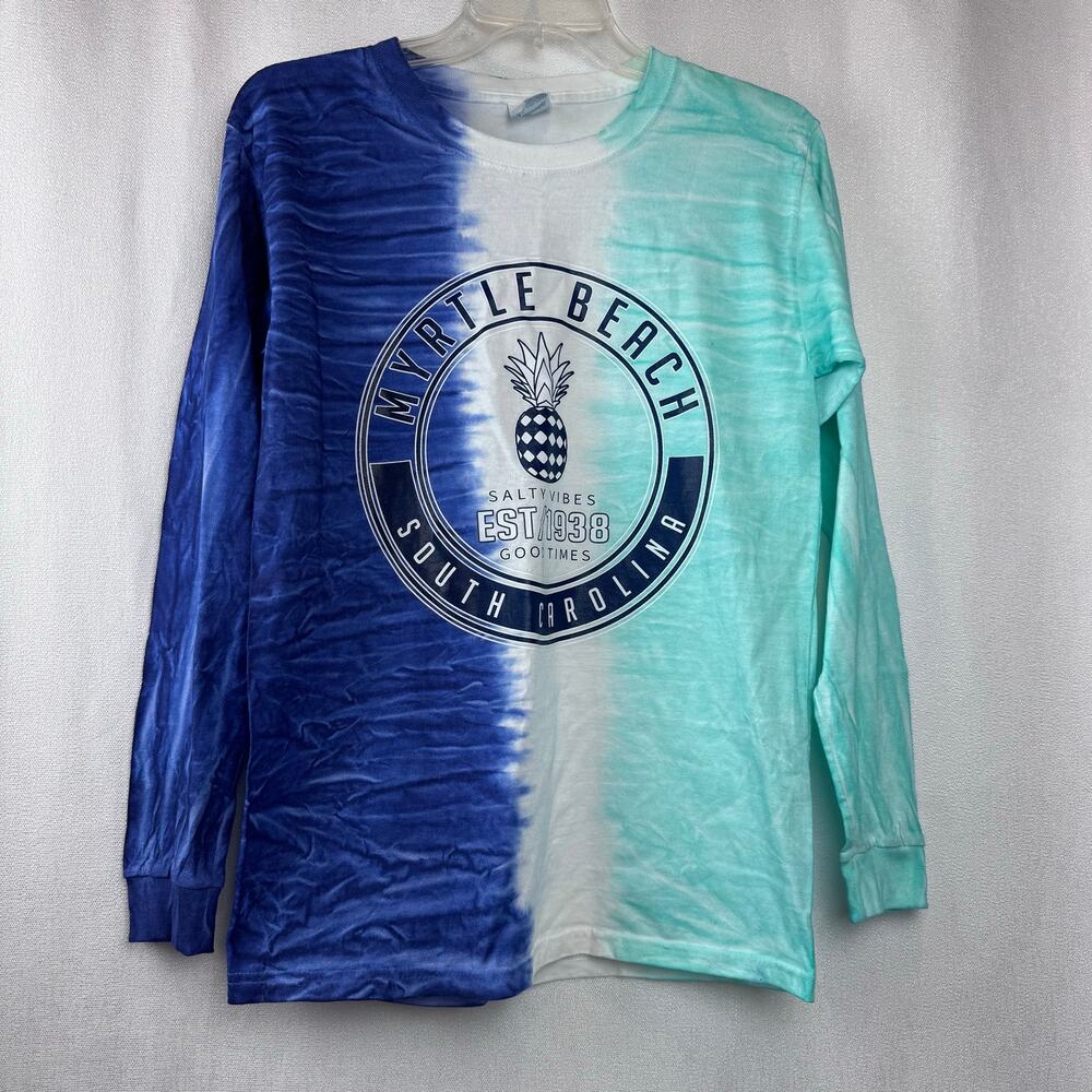 Tye Dye Shirt NEW Blue Green Myrtle Beach Salty Vibes Good Times Graphic Size S